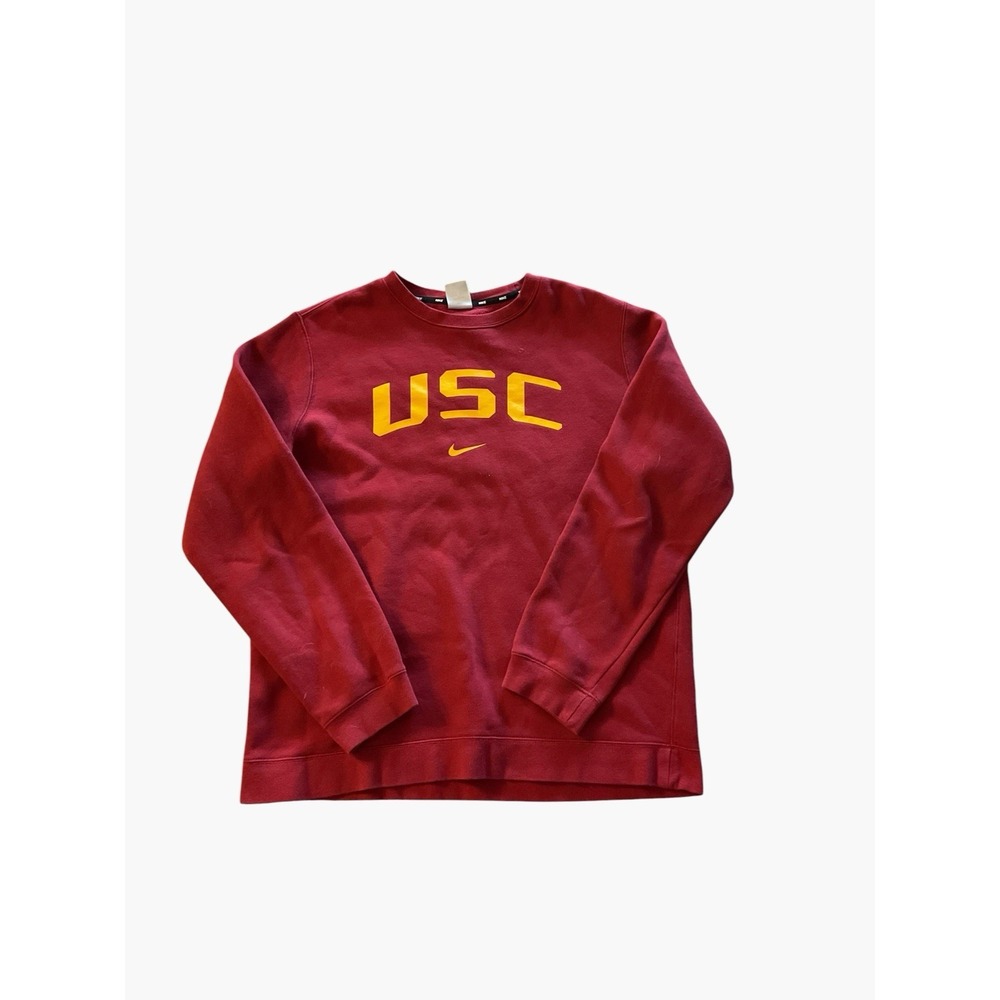 Nike USC Trojans Team Crewneck Sweatshirt Hoodie Red L Large Cotton Polyester